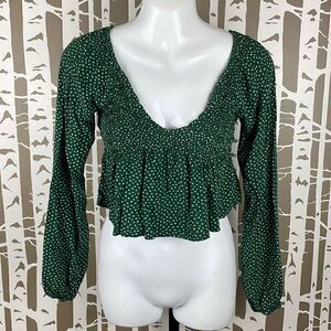 L.A. Hearts Ditsy Floral Cropped Smocked Top XS